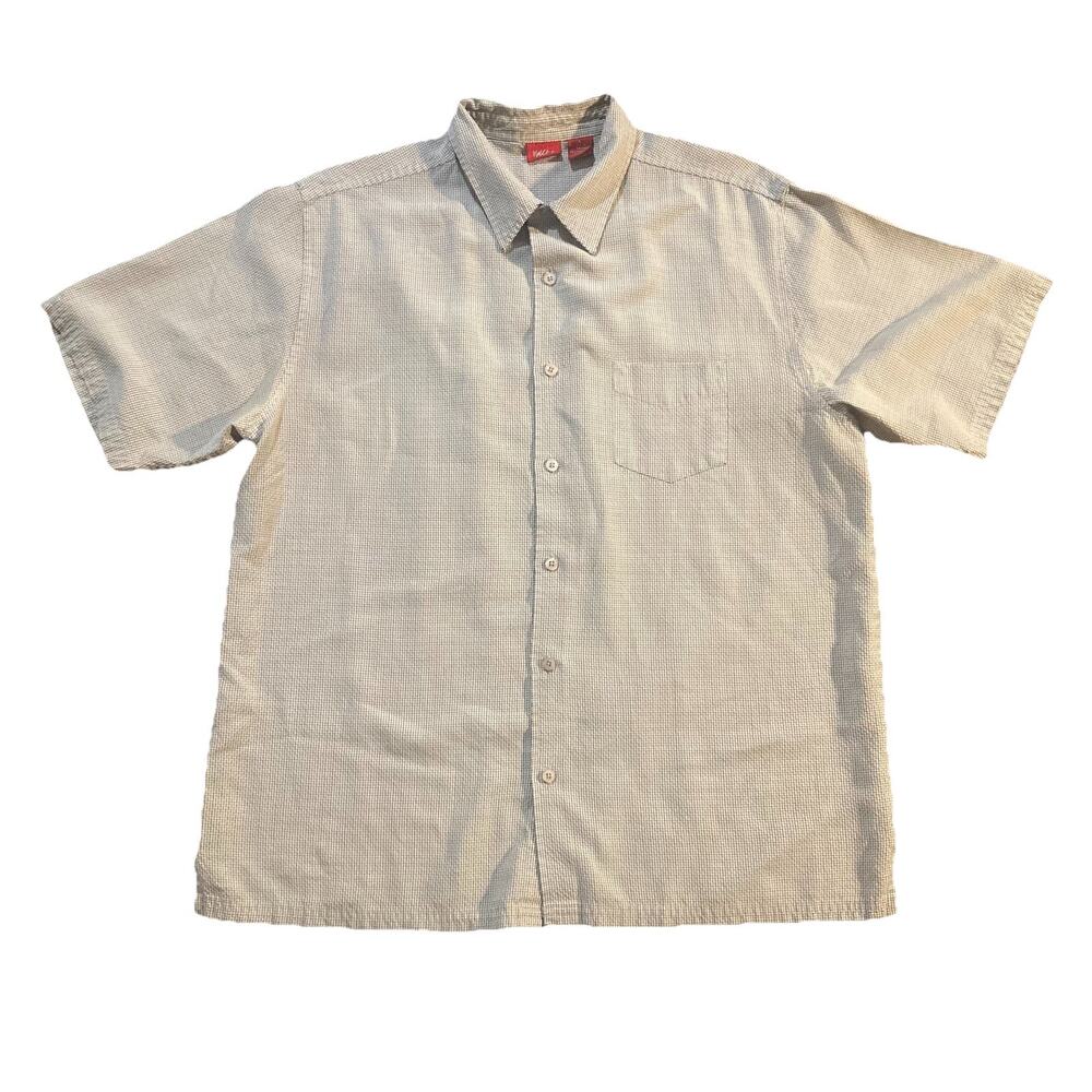 Vintage Y2K Mossimo Polo Shirt Mens L Geometric Square Sleeve Pocket Button Down